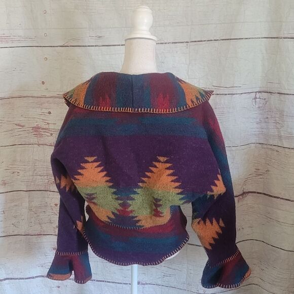 Rhonda Stark Southwestern Wool Jacket with Bell Sleeves Size Medium - Picture 2 of 6